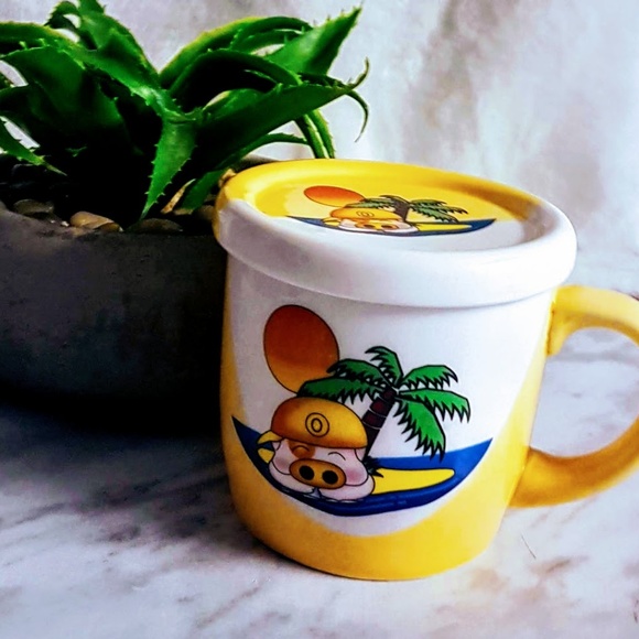 #H8 Island Pig Ceramic Mug With Lid - Picture 4 of 8